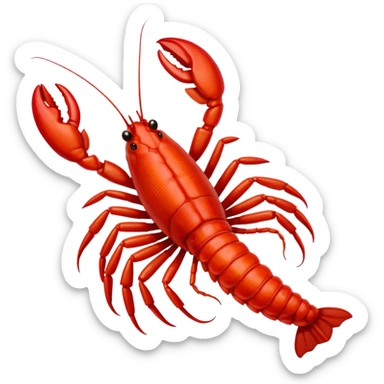crawfish, typical crawfish body, one tail, realistic proportions, red color, simple background sticker