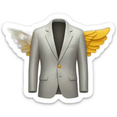 Jacket lapel with wings visible from underneath sticker