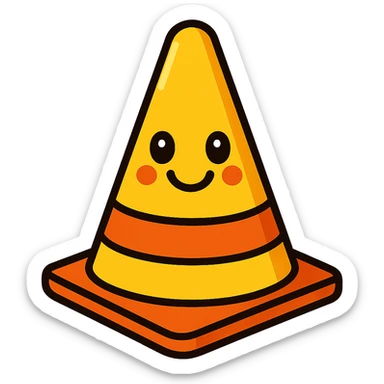 yellow cone, playful cartoon style sticker