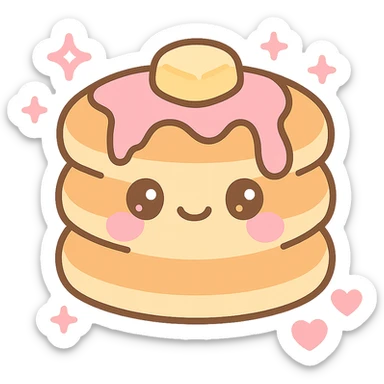 aesthetic pancake, teenage girly style, cute, pink accents, sparkles, playful details sticker