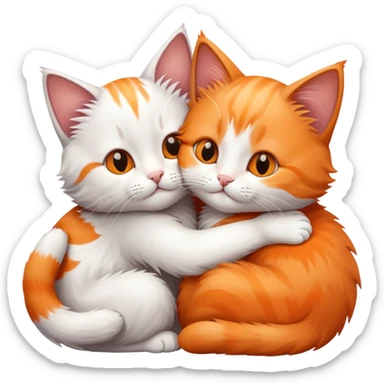 Two cats hugging each other  sticker