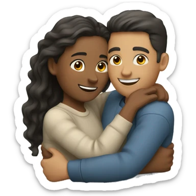 couple hug with warm smiles sticker