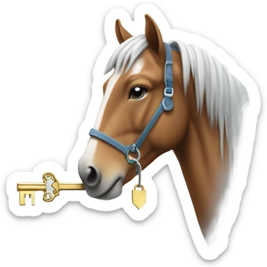 Horse holding key with snow on the tip sticker