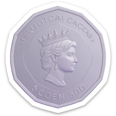 Australian 50 cent coin, silver, dodecagonal, 3D render style sticker