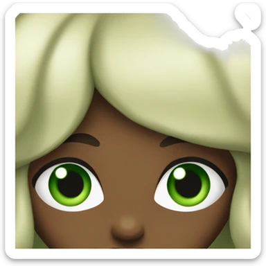 Black cury hair green eyes girl sticker