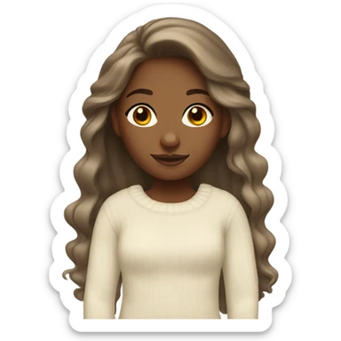 Brown girl with blond long hair dressed with a ivory sweater sticker