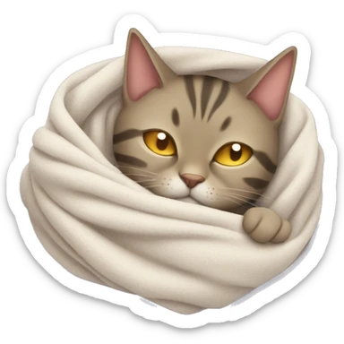 cat sleep in a blanket sticker