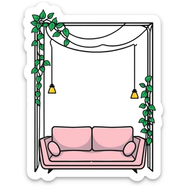 aesthetic room with climbing vines and string fairy lights creating a magical glow sticker