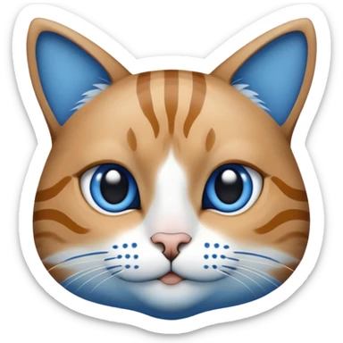 Blue avatar with white stripes & dots on face, with a cat like nose sticker