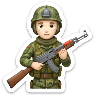 Dead Russian soldier in ukraine in Russian camo with helmet, full gear and an Ak47 sticker