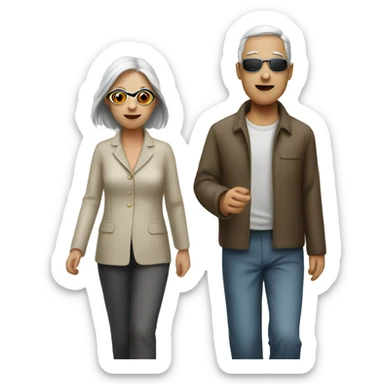 Two blind people leading each other  sticker