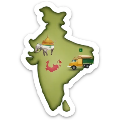 india, pakistan, bangladesh, and sri lanka on a map sticker