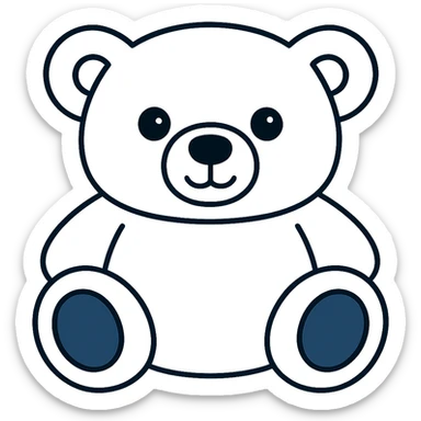 Change the teddy bear's fur to a flat blue color with white, no shadows, flat lighting, transparent background. sticker