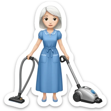 White haired lady vaccum sticker