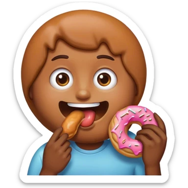 An emoji eating a doughnut sticker