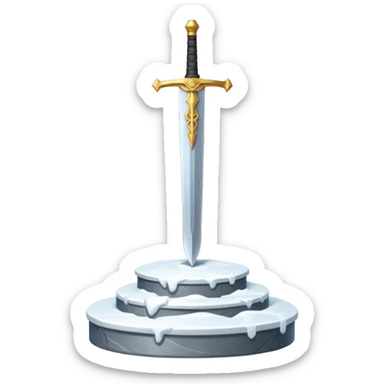 sharp sword in snow pedestal sticker