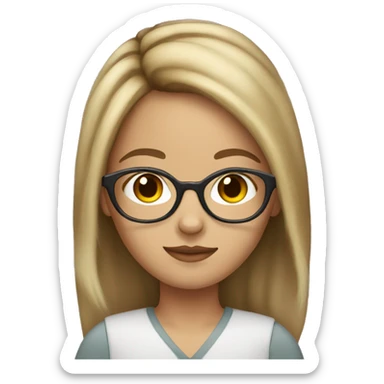 girl with brown hair and blonde highlights and cat eye glasses sticker