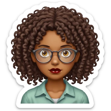 Faz uma zombie feminina parda, muito bonita, cabelo cacheado, óculos de grau e olhos castanhos sticker