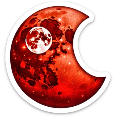 glitter red blood moon crescente sticker