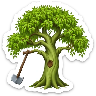 willow tree with an axe in it sticker