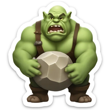 ogre holding round big stone sticker