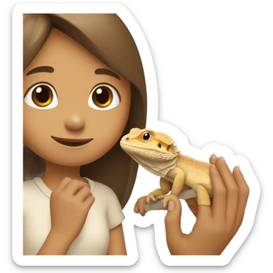 girl holding bearded dragon sticker