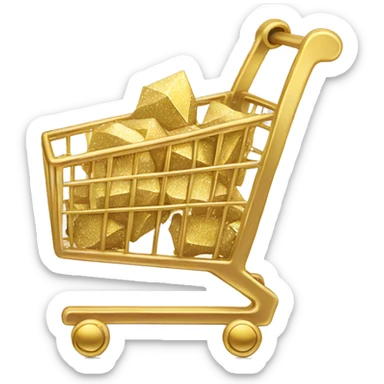 shopping cart made with gold, diamonds sticker