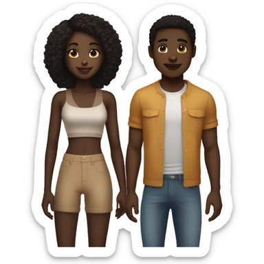 dark skin girl and light skin boyfriendfriend sticker