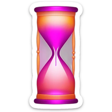 a central hourglass shape formed by widening vertical lines, displaying a magenta to orange gradient sticker