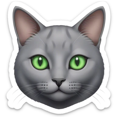 Realistic grey cat with green eyes sticker