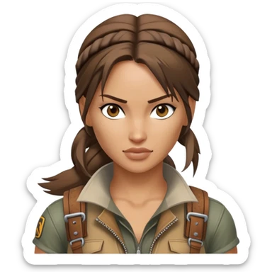 Lara Croft of “Legend” era, wearing moto-boho style clothes sticker
