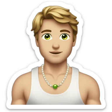 Posh-gym-boy-with-pearl-necklace-and-green-eyes-and-brown-hair sticker