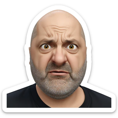 bald man in black shirt sticker