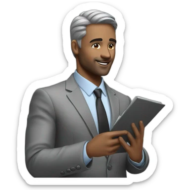 a man signing a deal sticker