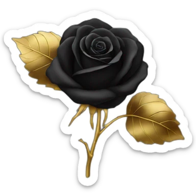 Black rose with gold stem sticker