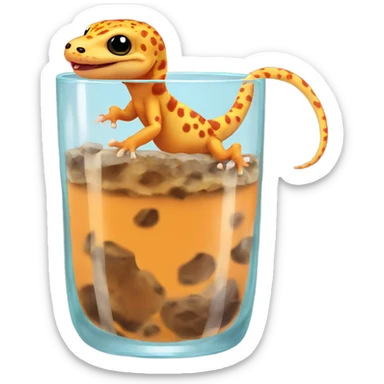 orange leopard gecko in a glass cup sticker
