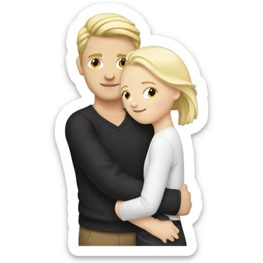 Blonde white girl hugs white boy with black hair sticker