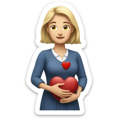 A European woman teacher holds her heart in her hands sticker