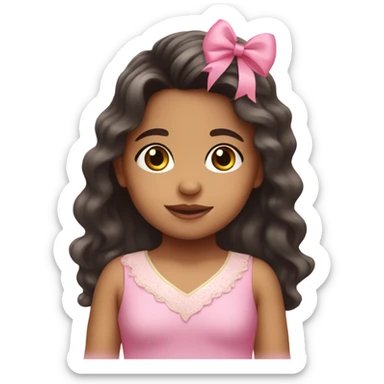 Hispanic toddler girl with pink bow long hair sticker