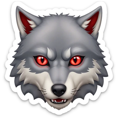 Evil Aggressive Grey Wolf with red eyes sticker
