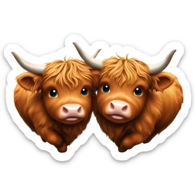Baby Highland cow hearts sticker