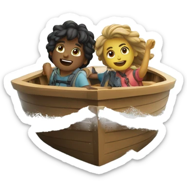 two friends escaping on boat sticker