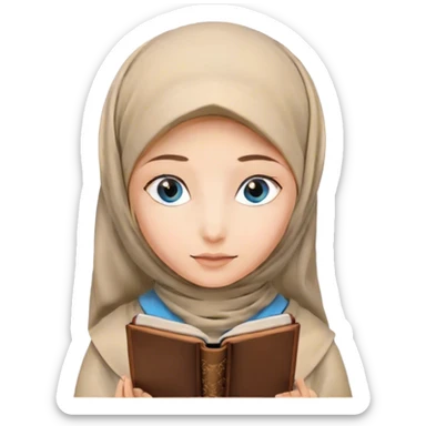 Turkish blonde lilies design Hijabi girl with blue eyes and beautiful finish reading quran sticker