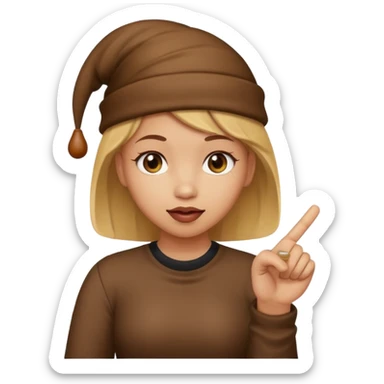 Un fille a la tête de caca et avec un doigt d'honneur  sticker