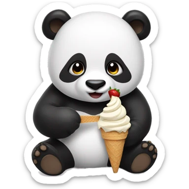 Panda eating ice cream sticker