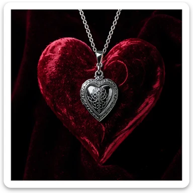 gothic heart with a silver gothic locket, professional photography style sticker