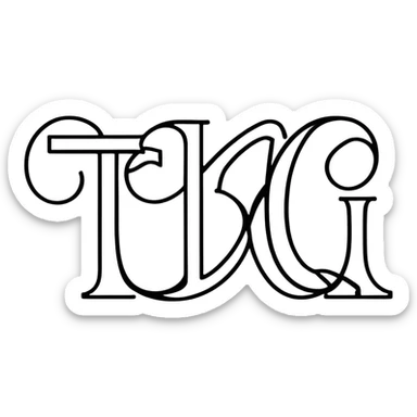 connected flowing BLK letters where all letters are joined together in one continuous design sticker