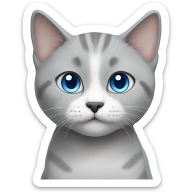 Grey and White, British Short Hair cat whit Blue Eyes sticker