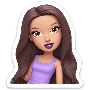 brown-haired girl in purple sticker