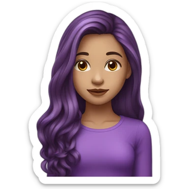  girl with long Brown hair with purple highlights and very light skin sticker